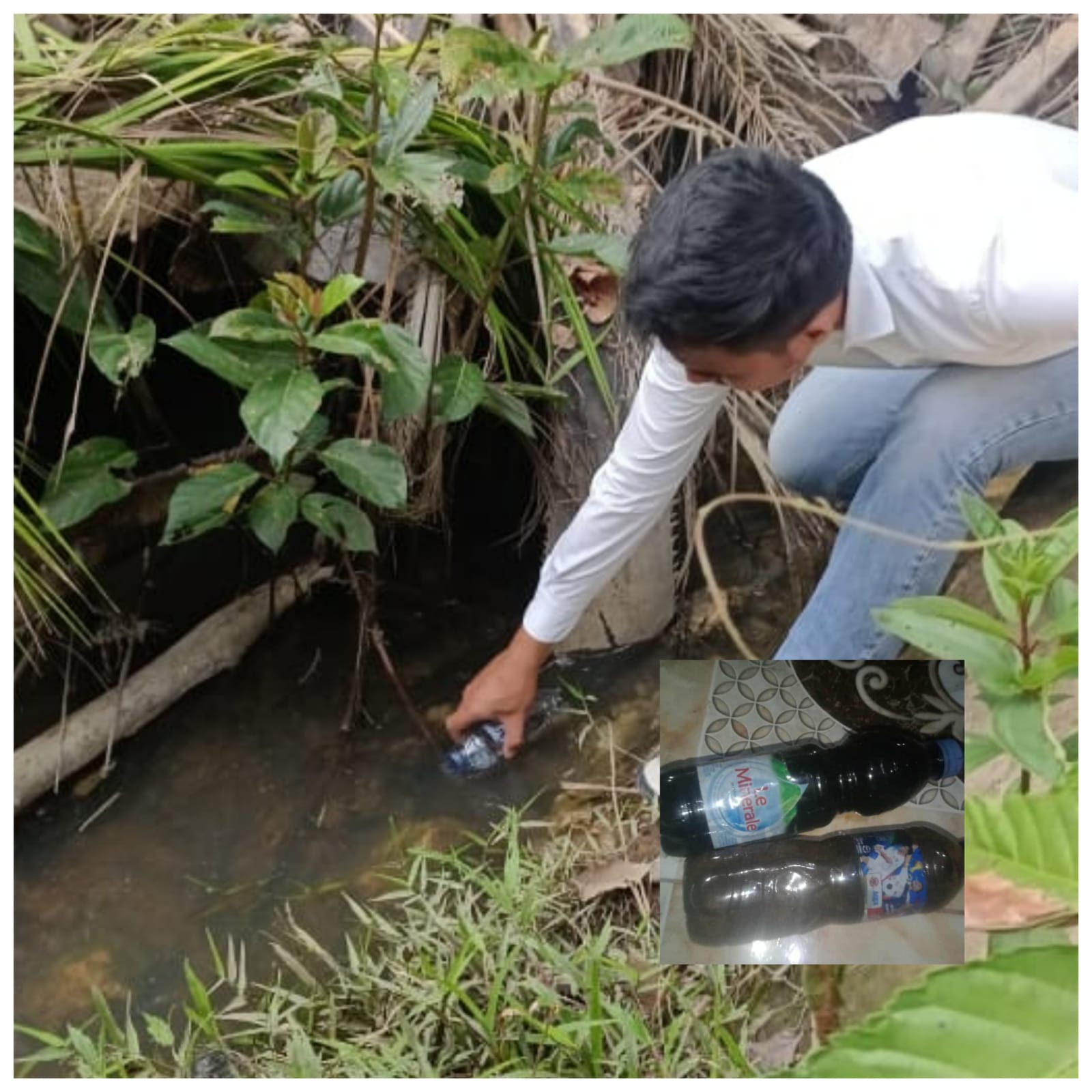 warga setempat yang dipimpin oleh aktivis lingkungan Riko Putra, S.Ip, SH, MH, mengambil inisiatif untuk melakukan pengambilan sampel air secara mandiri.