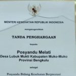 Posyandu Melati, Desa Lubuk Mukti Mukomuko Tembus Ajang Nasional, Kemenkes RI Beri Penghargaan Foto/DOk: Hms