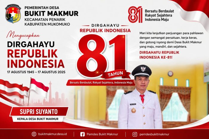 Desa Bukit Makmur, Penarik, Mukomuko Ucapan HUT RI